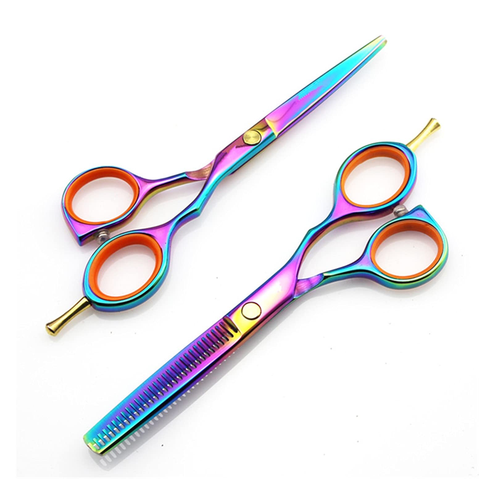 Ciseaux de coiffeur 5,5 pouces arc-en-ciel pour la coupe et l'amincissement des cheveux