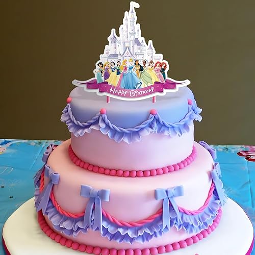 Miniatura 5 de Decoraciones para pastel de princesa, suministros de fiesta de cumpleaños, decoración de castillo
