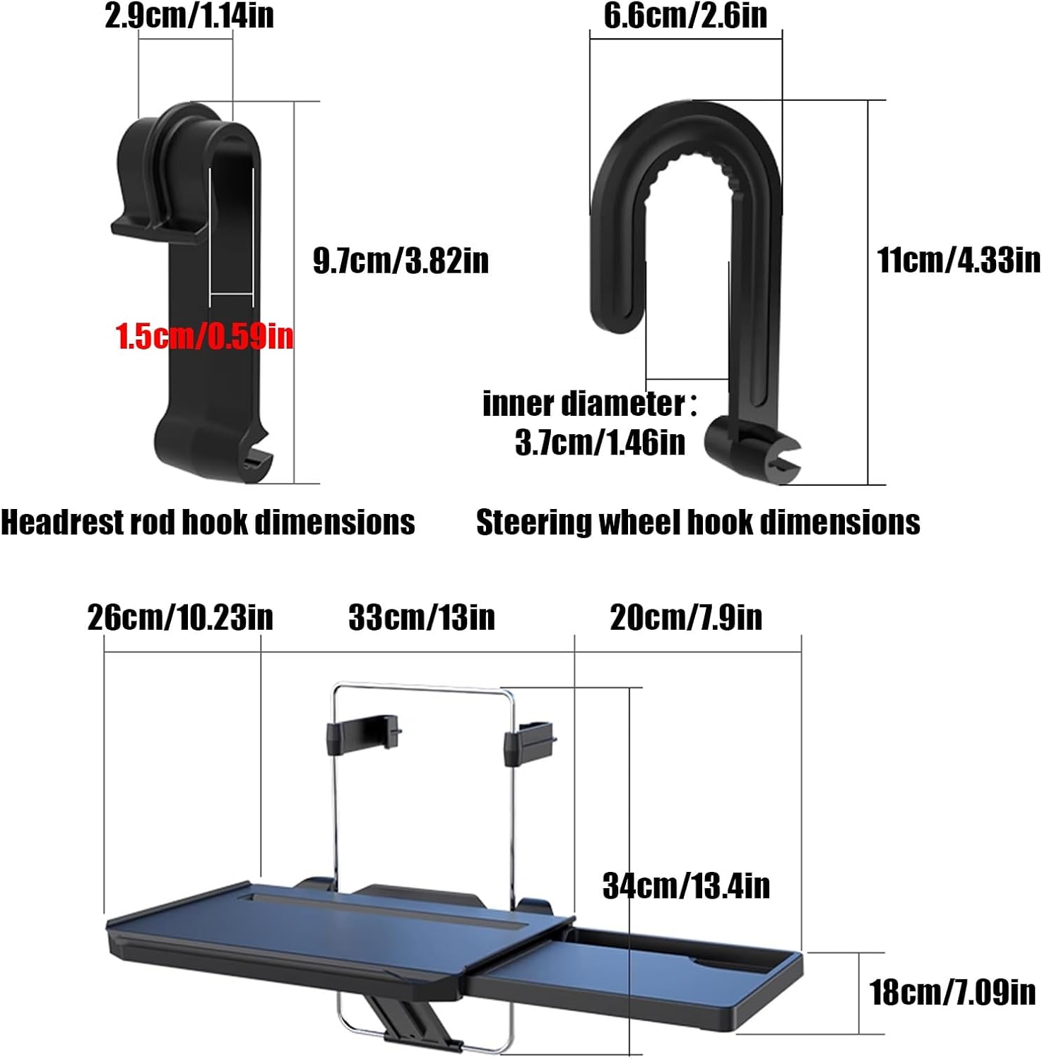Foldable RV Table, Picnic Wall Mounted, Car Steering Wheel Tray, Back Seat Headrest Tray For Eating Food Drink And Writing Laptop Work, Car Desk (2 In 1)