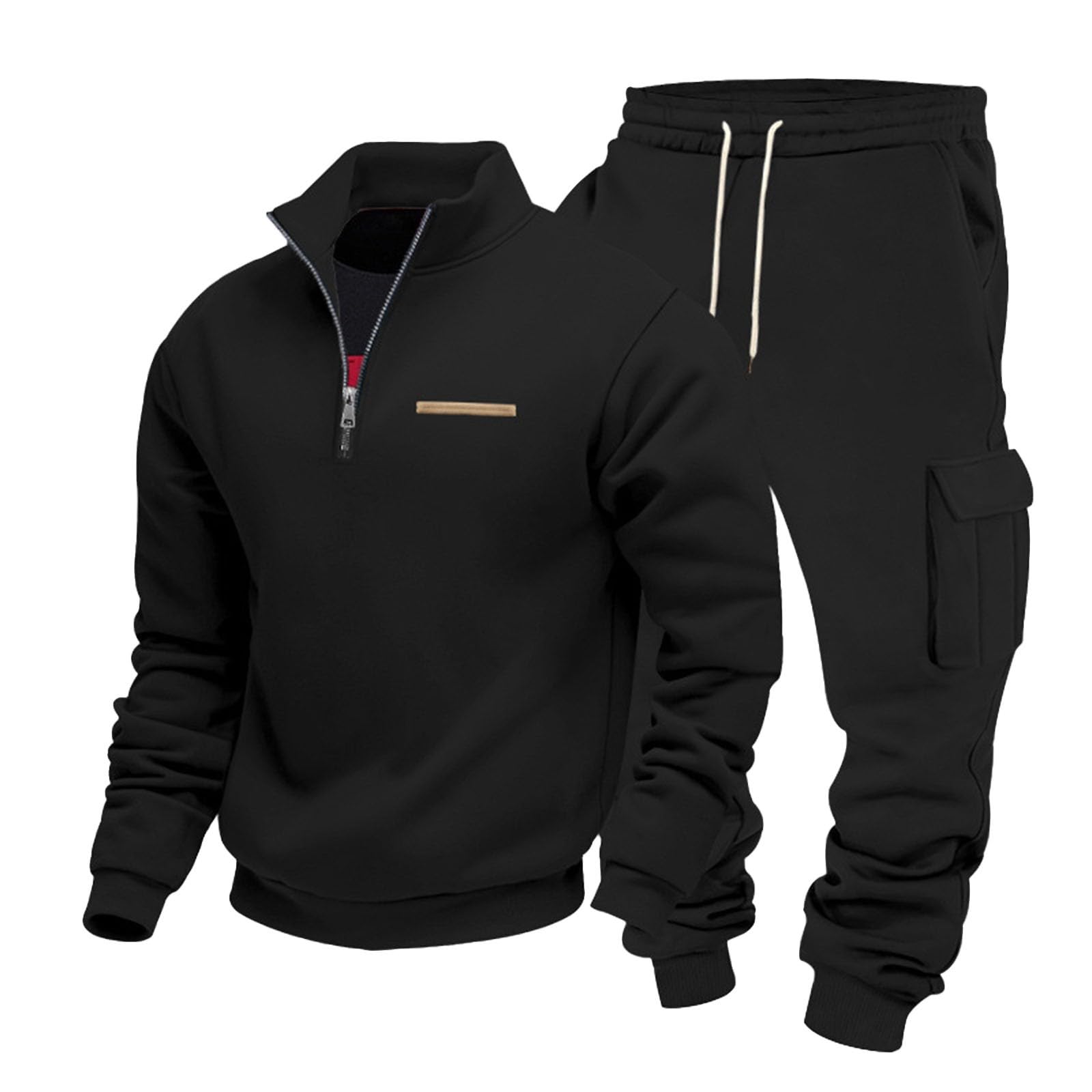 Conjunto deportivo de 2 piezas para hombre con media cremallera y