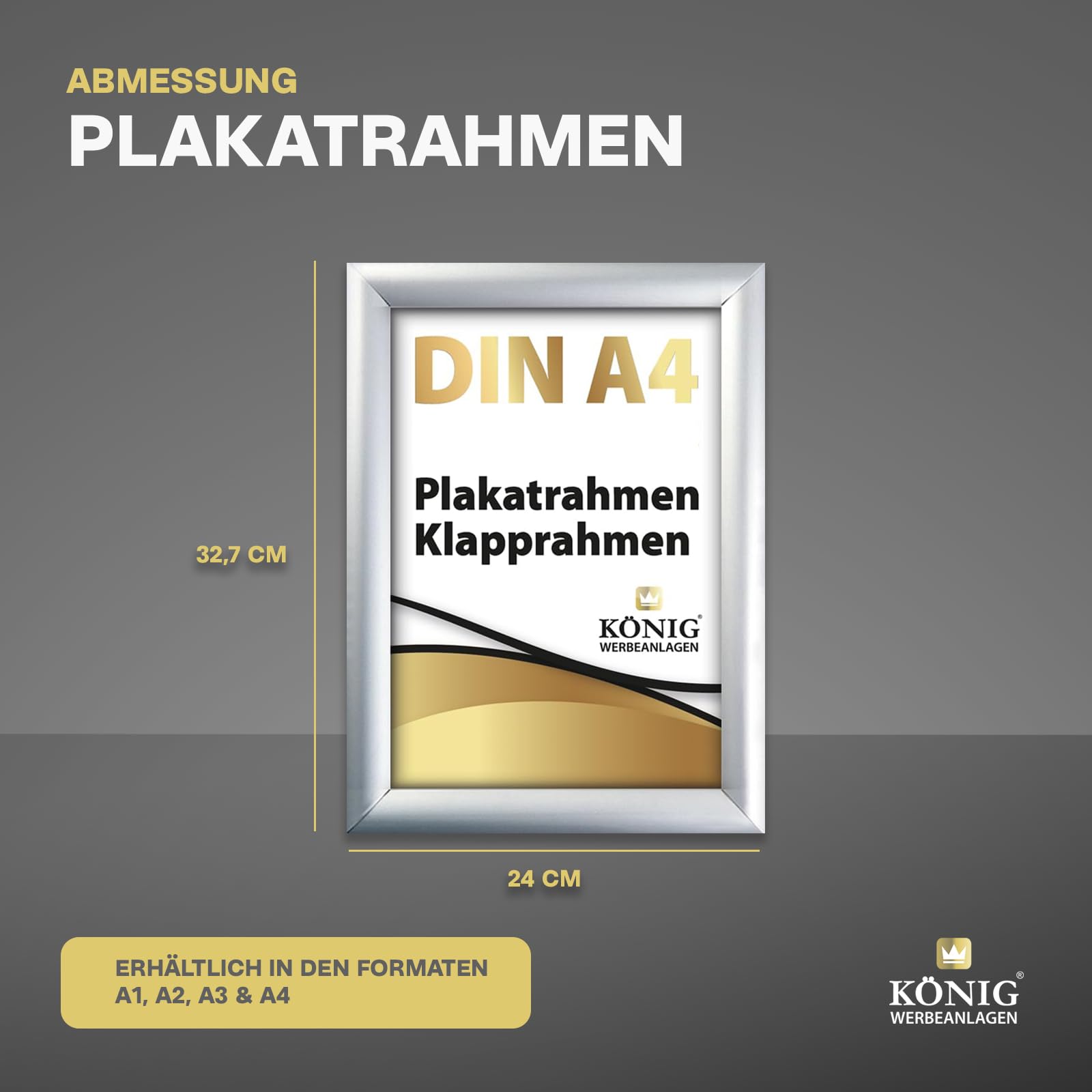 Dreifke 10 Plakatrahmen DIN A4 | 25mm Aluminium Profil, silber | inkl. entspiegelter Schutzscheibe | Alu Klapprahmen Wechselrahmen Posterrahmen | 10er Sparpack