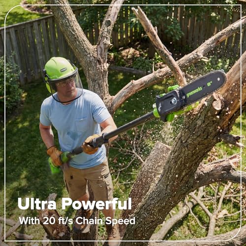 Image of Greenworks 24V 8 in Pole Saw /Pole Hedge Kit, 3.0 Ah Battery and Charger