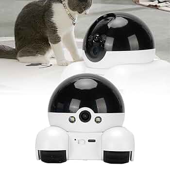 Camera Robot On Wheels Pet Robot Camera On Wheels, WiFi 1080P Indoor Movable Cameras, Double Direction Rotating Video Recording, Mobile APP Remote Control, Two Way Talk (Without Memory Card 200W Rolling Camera