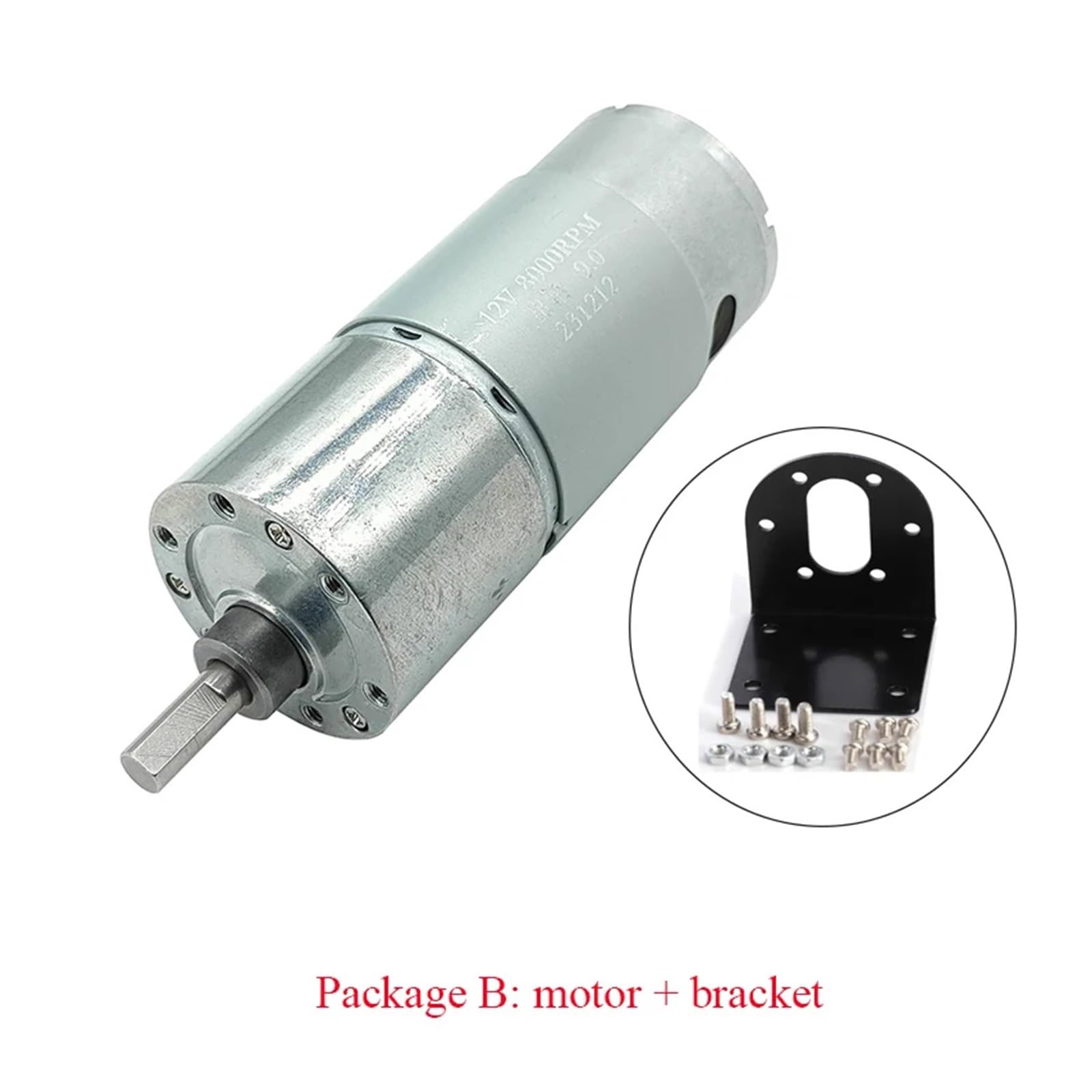 Motore CC 12V24V 555 9RPM~1280RPM 37GB-555 Motoriduttore a bassa velocità regolabile ad alta coppia a spazzole da 37 mm(24V 9RPM,Package C)