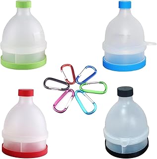 4 Pack Protein Powder Container to Go, Travel Container with Carabiners, No-Mess Storage Container, On-The-Go Protein Funnel ( Large Size)