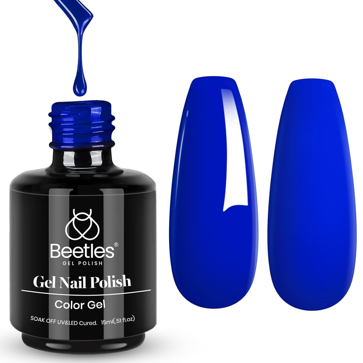 Beetles Blue Gel Nail Polish Paulina Lapis Royal Blue Color Soak Off Uv LED Nail Lamp 4th of july Gel Nail Polish Nail Art Design Patriotic Manicure Salon Diy Home for Women