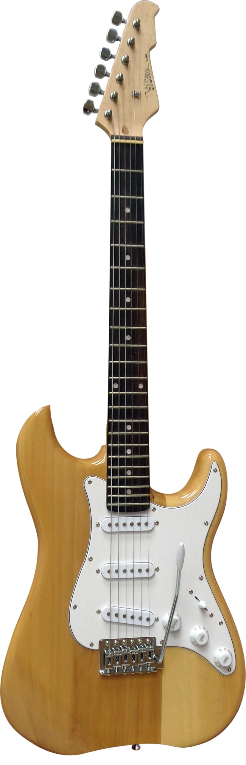 ELEKTROGITARRE NATUR - E-GITARRE MIT MASSIVHOLZKÖRPER - SICHTBARE HOLZMASERUNG - VISION SOUND - WEIßER PICKUP + KABEL - ST5N