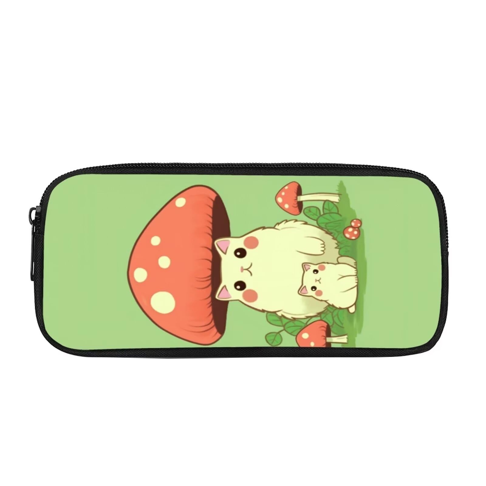 Showudesigns Mushroom Cat Pencil Case for Girls Pen Bag Children Pencilcase Elementary School Supplies Stationery Storage Pouch Green Purse