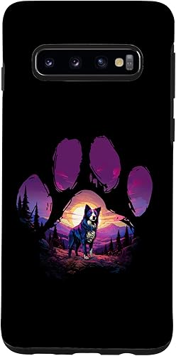 Galaxy S10 Border Collie Paw Mountain Design Dog Mom Dad Case