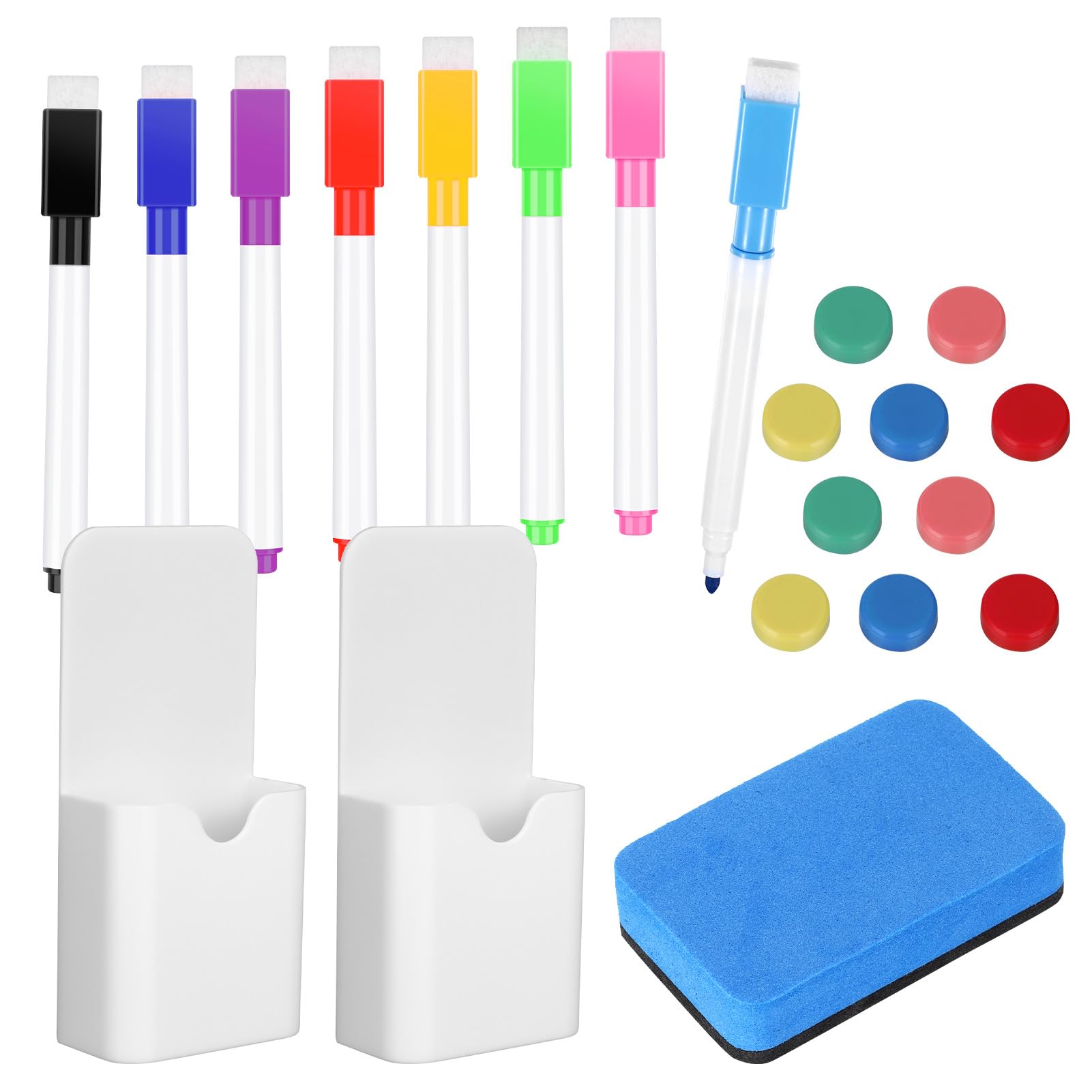 EAMAY Set 4 Tasche Magnetiche Porta Pennarelli Per Lavagna O Frigo, Organizer In Nylon Con Finestra Trasparente Per Ufficio, Scuola E Casa - 3