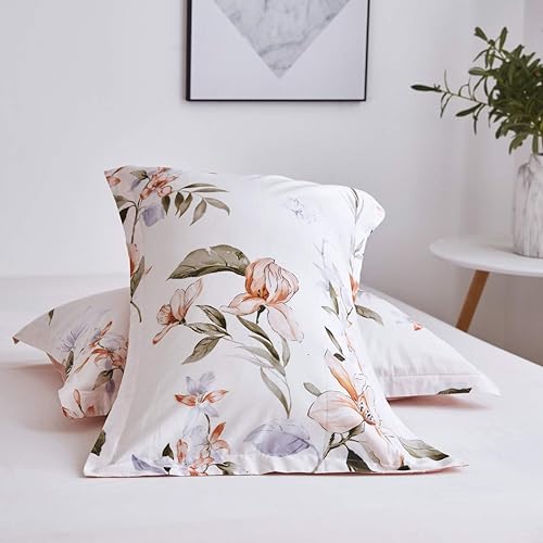Miniatura 4 de OAITE - Juego de funda de edredón de 100% algodón con patrón floral, juego de ropa de cama suave que incluye 3 piezas (2 fundas de almohada, 1 funda