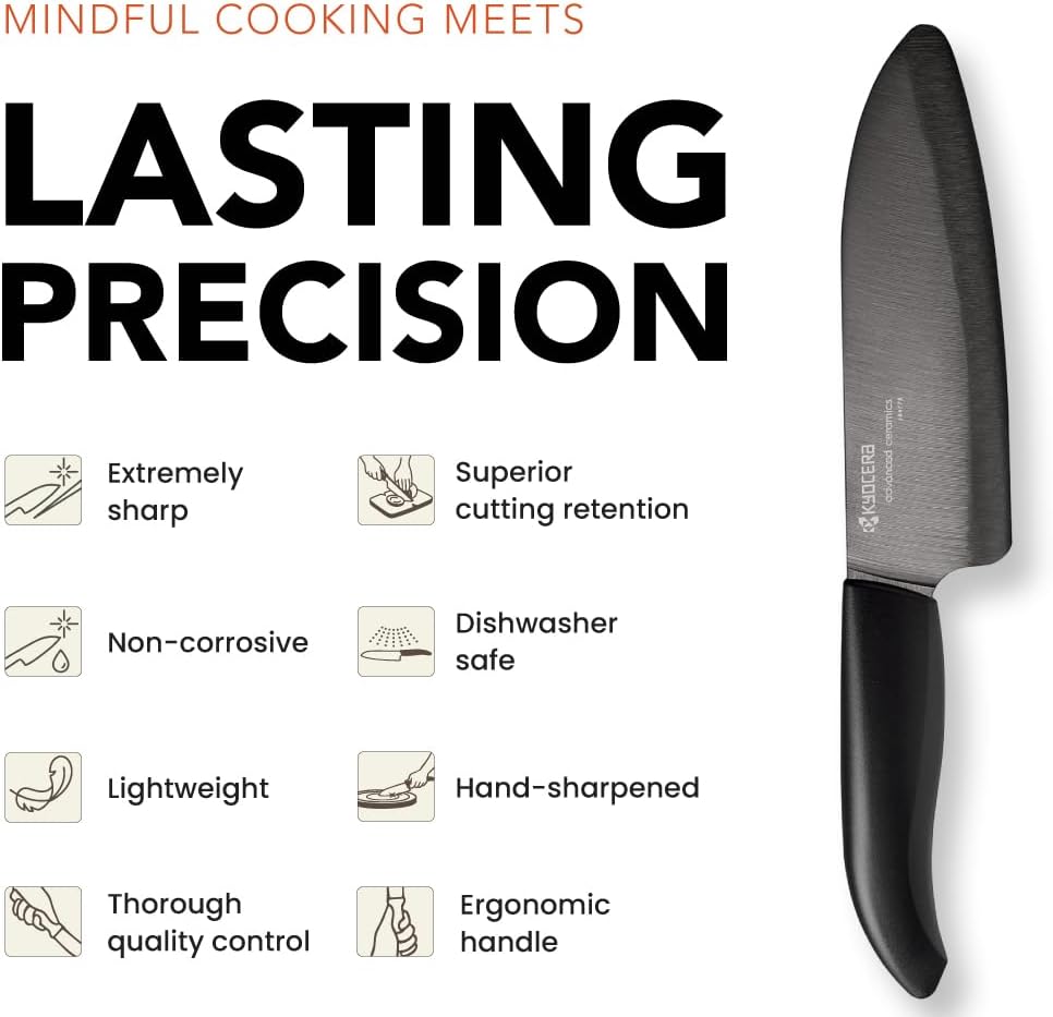 Kyocera Revolution 3pc ceramic knife set, 6", 5" and 3", Black