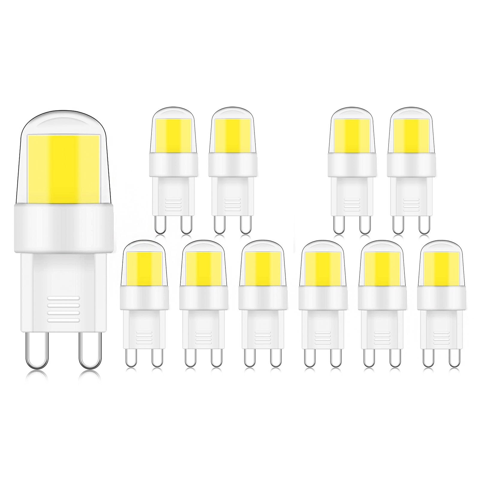 Żarówki LED G9 3W odpowiednik 20 W 28 W 33 W Możliwość ściemniania Mini żarówka IRC 80+ do okapu kuchennego żyrandol kinkiety kinkiety oświetlenie szafki lampa stołowa (chłodna biel 6000 K, 10 szt.)