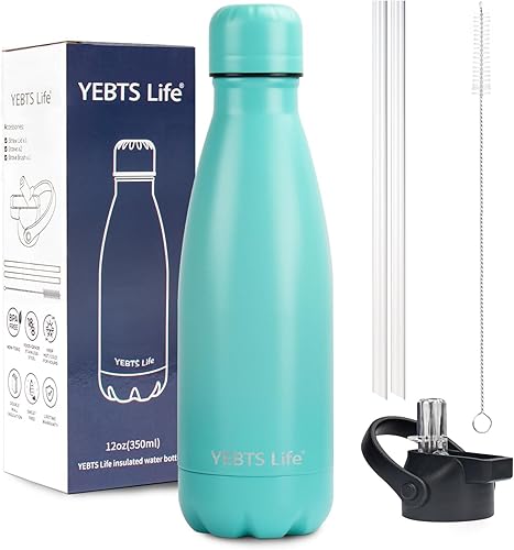 Botella de agua aislada, botellas de agua de acero inoxidable de 12 onzas con tapa con pajilla, botellas de agua deportivas de metal para niños, Botella de agua aislada, botellas de agua de acero inoxidable de 12 onzas con tapa con pajilla, botellas de agua deportivas de metal para niños,