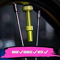 Vista 4 de Muc-Off Válvulas sin cámara V2 – 2.362 in verde 4 válvulas Presta de aluminio 7075 de grado aeronáutico con herramienta de extracción de núcleo