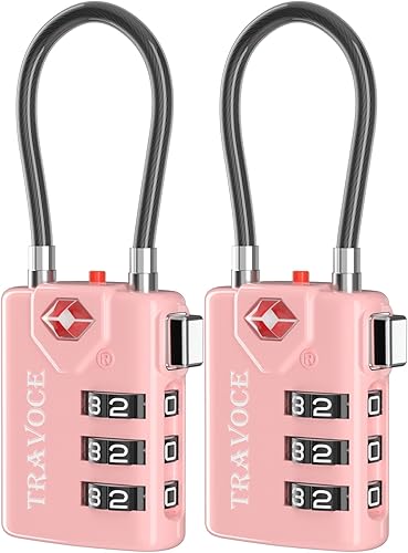 Miniatura 40 de Search Alert - Cerraduras de cable de equipaje de combinación de viaje aprobadas por la TSA para maleta, casillero de gimnasio, caja de negro 4