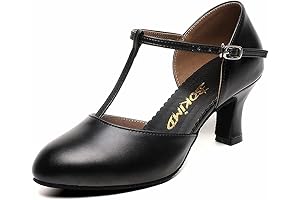 Womens 1920s Black Character Shoes for Wedding Dress Ballroom Salsa Latin Pumps