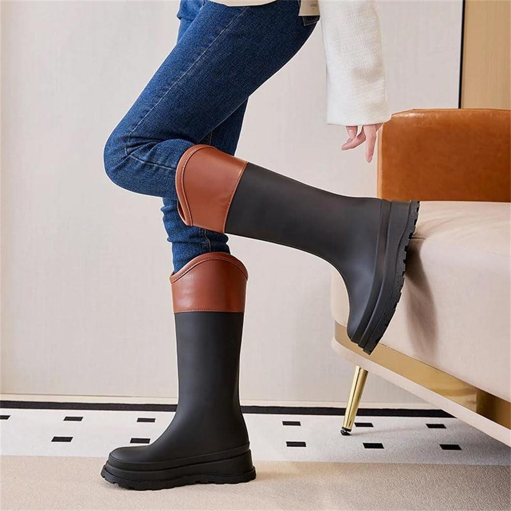 Women's Waterproof Tall Rain Boots For Outdoor Camping Stylish Thick Sole Durable Galoshes