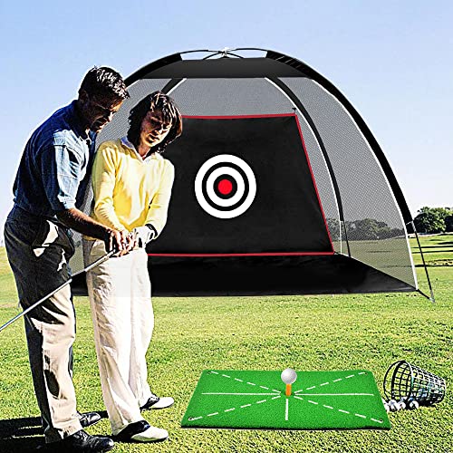 Asenver Black Golf Practice Net Set Golf Nets For Backyard Driving Golf Net With Hitting Mat Target Cloth And Carrying Bag (Golf Net 6.6X4.4 Ft) #TOP1