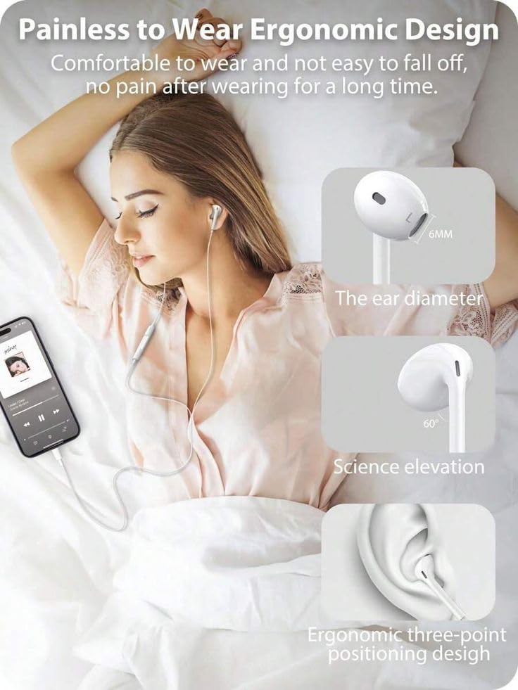 Image of USB C Wired Earphones with Mic, in-Ear Headphones Type C, Deep Bass, Noise Isolation, Volume Control - Compatible with i Phone 15 /16 /17 & All Type C Smartphones