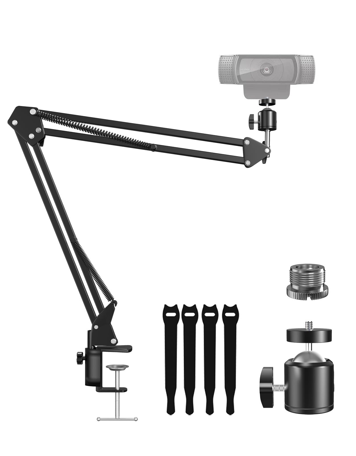 Etour Webcam Stand, Boom Arm Camera Mount Stand for Logitech Webcam BRIO 4K C920 C920S C922 C922x C925e C930 NexiGo N60, 1/4"-3/8" and 3/8"-5/8" Screw