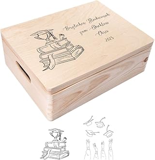 Personalized Wooden Storage Box Graduation Box | 15.8x7.87x5.51in (+-0.5) | Hinged Lid Handle Engraving | Unpainted Gift Box | Rough UNSANDED Keepsake Memory Souvenir Chest