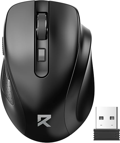 Redragon Mouse inalámbrico para laptop, mouse óptico de computadora de 2.4 G, 5 niveles 4000 DPI, mouse USB inalámbrico de oficina, 6 botones,