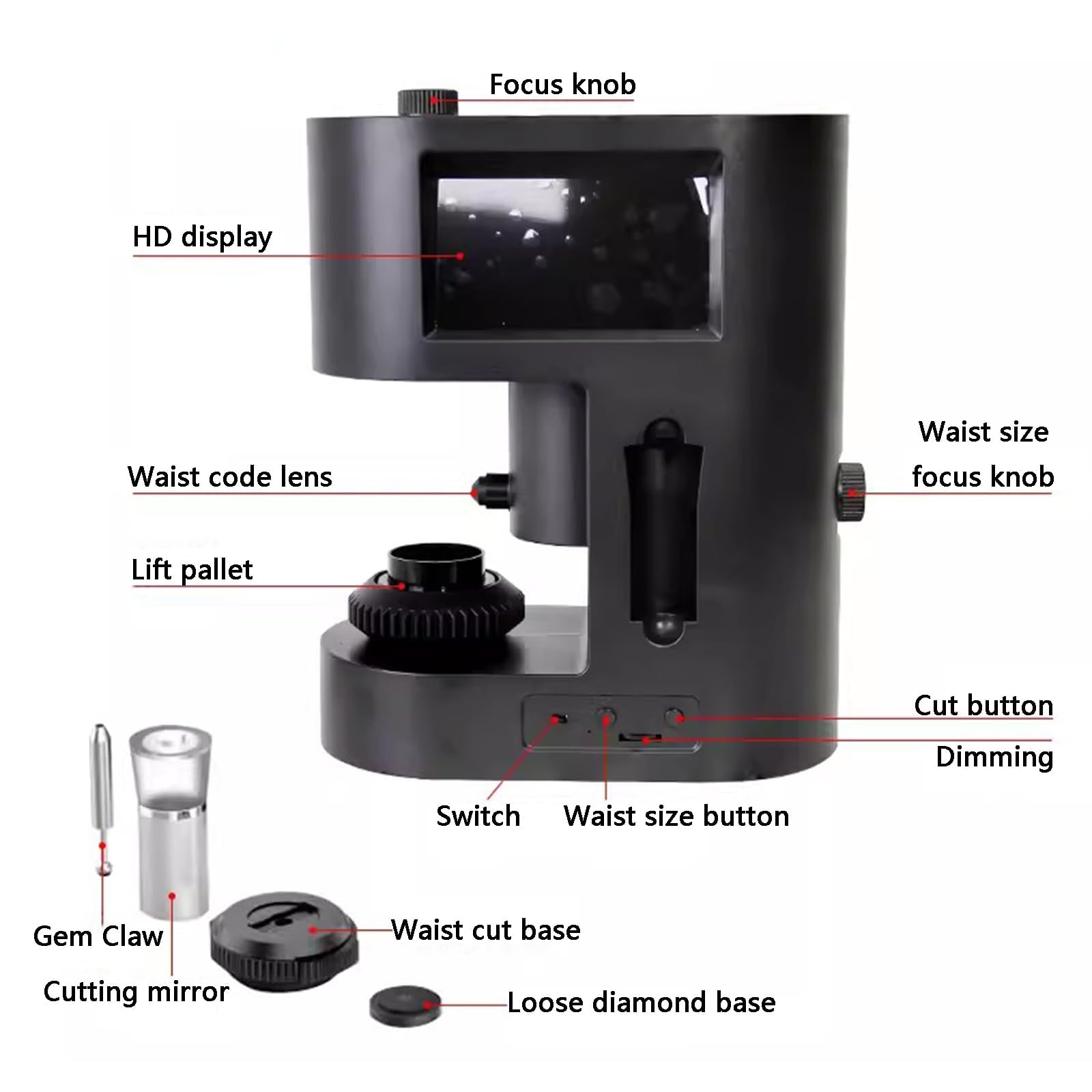 Diamond Viewer 30-200X, dwuekranowa przeglądarka napisów z 20 diodami LED do testowania diamentów i zastosowań w przemyśle tekstylnym