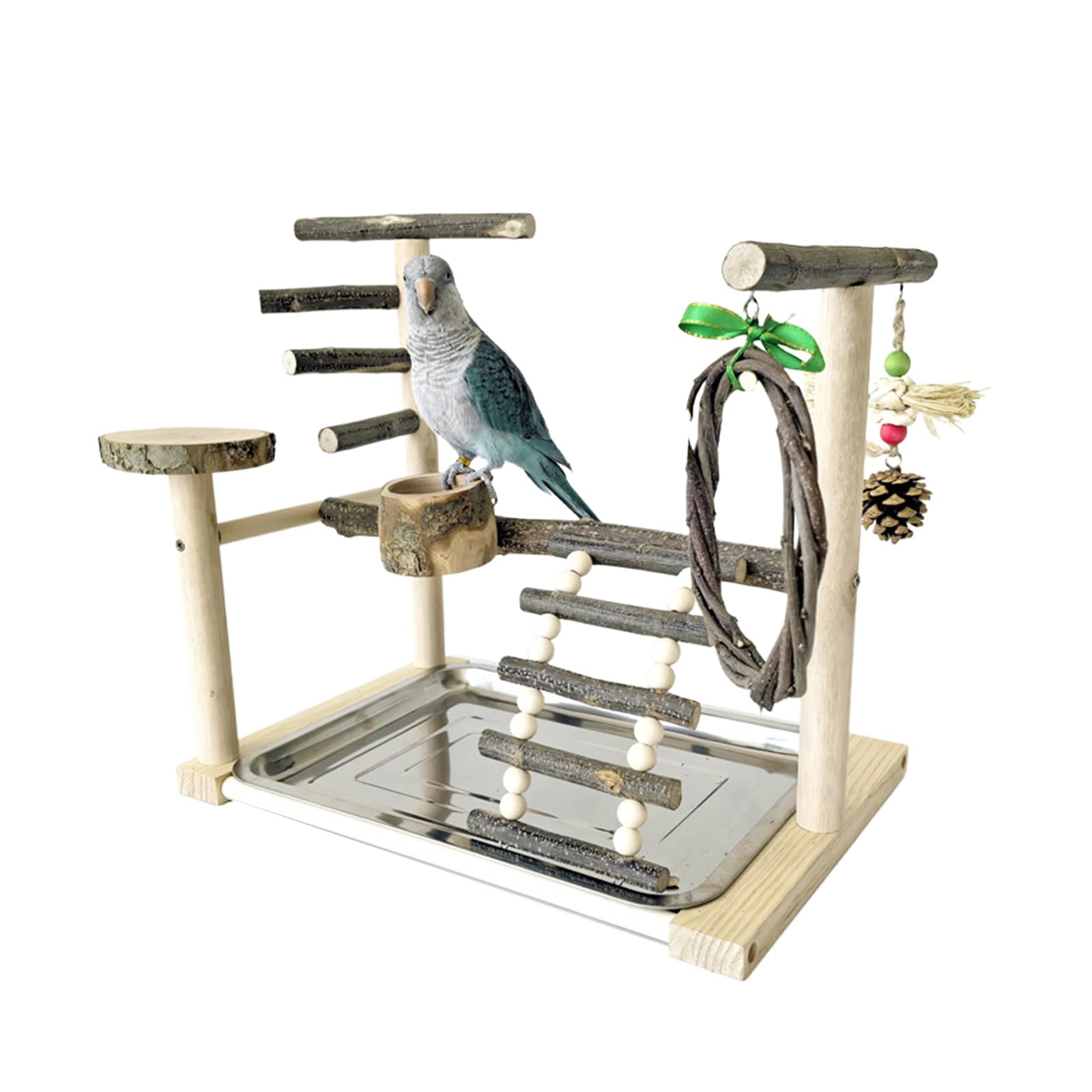 Perchoir de dressage pour oiseaux avec mangeoires pour perroquets de petite et grande taille