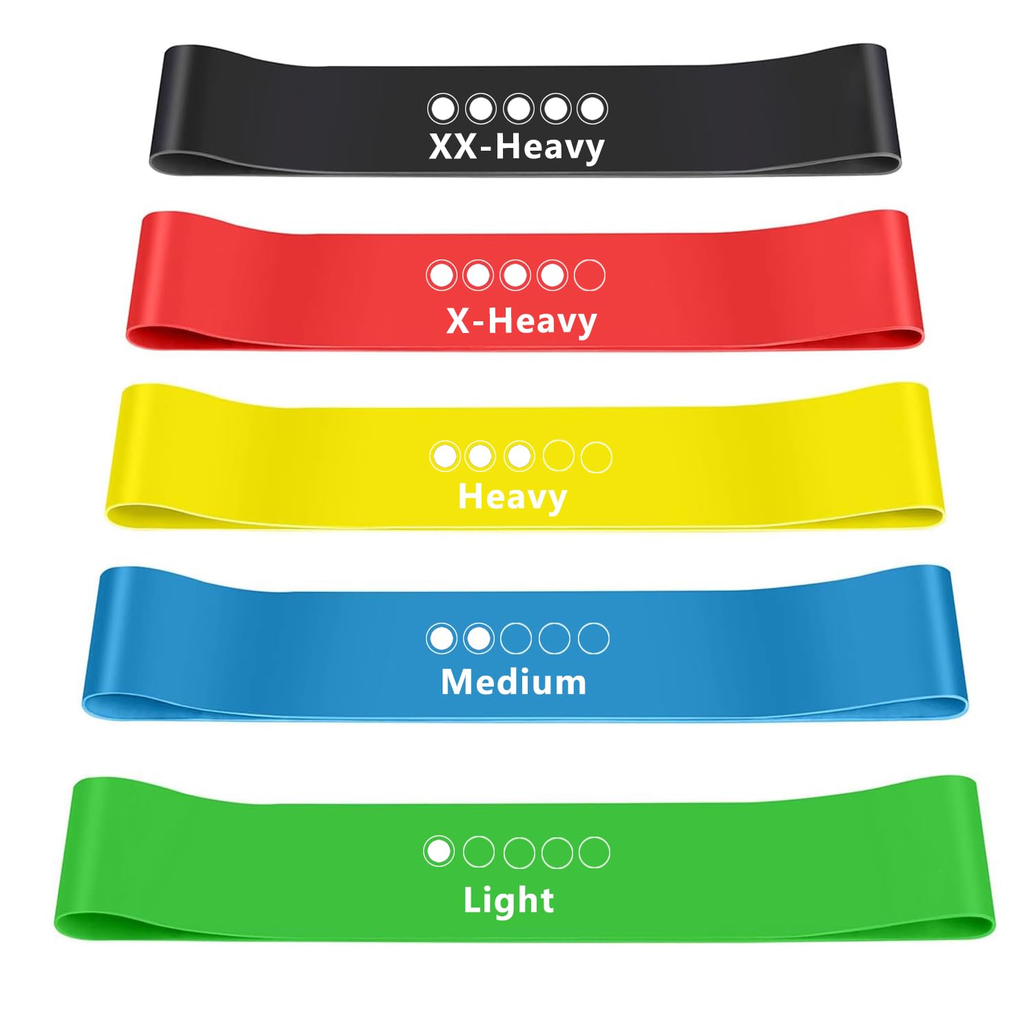 FOLAI Widerstandsbänder, [5er Set] Fitnessband Resistance Bands Sport Gymnastikband Mit Aufbewahrungstasche für Muskelaufbau,Yoga,Gymnastik usw