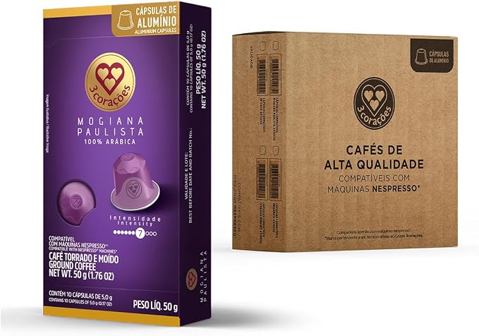 ​3 Corações ​Pack Cápsula ​d​e Café Espresso Mogiana Paulista, Compatíveis com Nespresso, contém ​4​0 un. - imagem 2