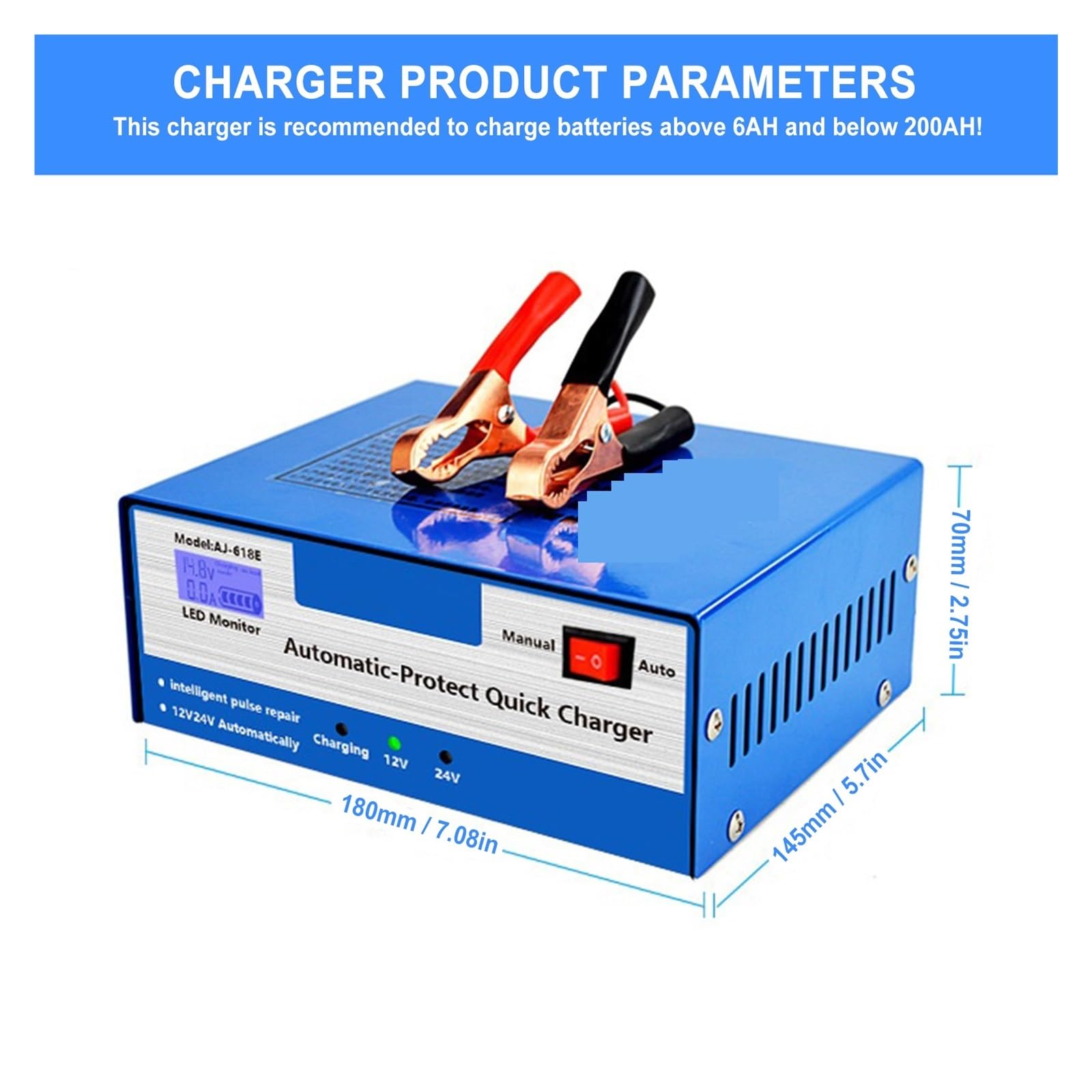 Cargador De Batería Coche Pulso 12V For Motocicleta, Eléctrico, Camión, Etc., Dispositivo Reparación, Herramientas Carga Inteligentes Automáticas FáCil De Usar