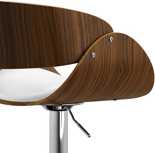 Miniatura 157 de SIMPLIHOME Lowell Taburete de bar giratorio ajustable, silla tapizada de metal de 33 pulgadas de altura del asiento en tela de aspecto de lino gris