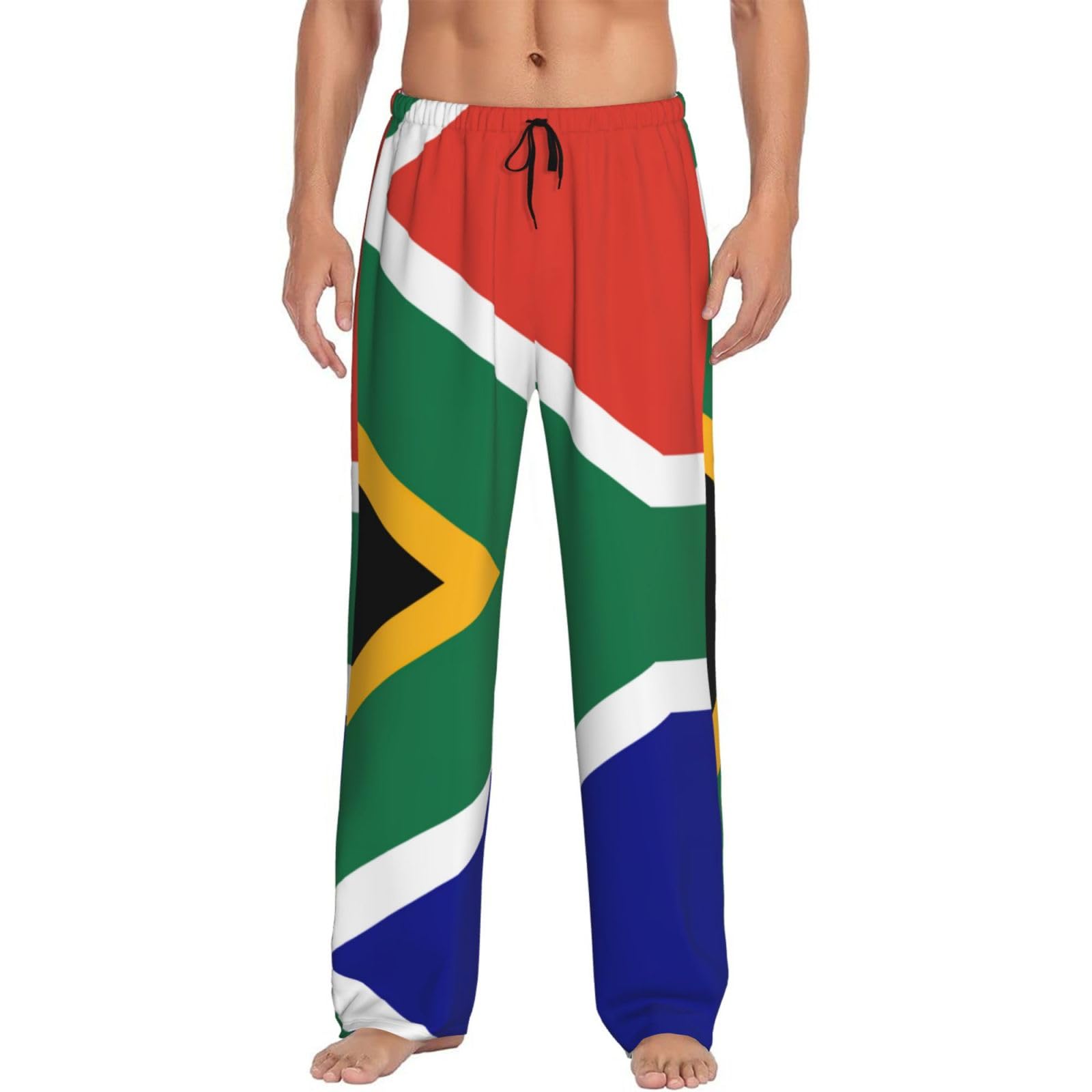 Cavedl Men's Black South African Flag Pajama Pants Bottom Trousers Loungewear Nightwear Sleep Essentials