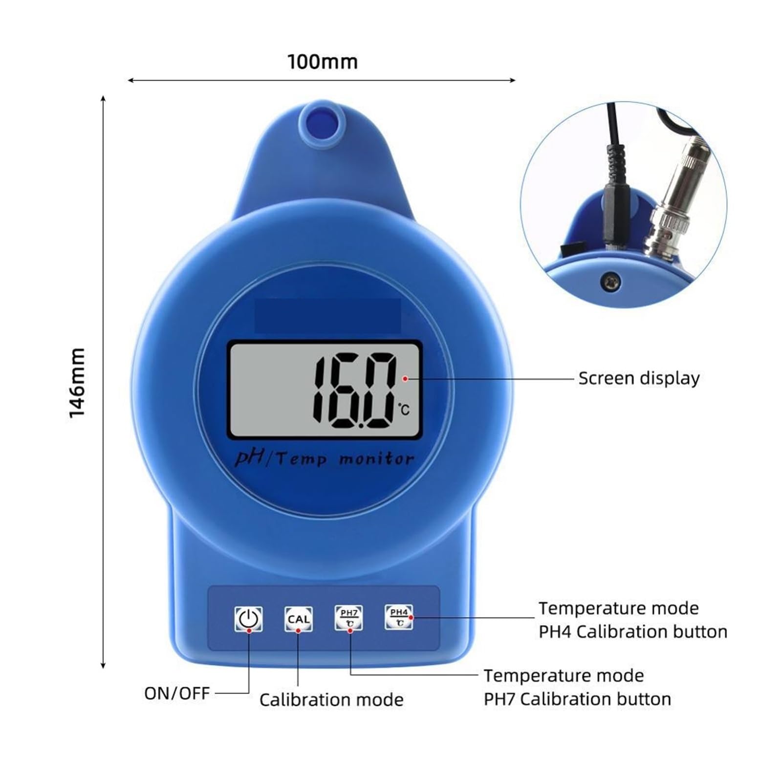 Il misuratore PH e TEMP 2 in 1 calibra automaticamente termometro for piscine, acqua potabile, acquario, laboratorio Misurazione Accurata