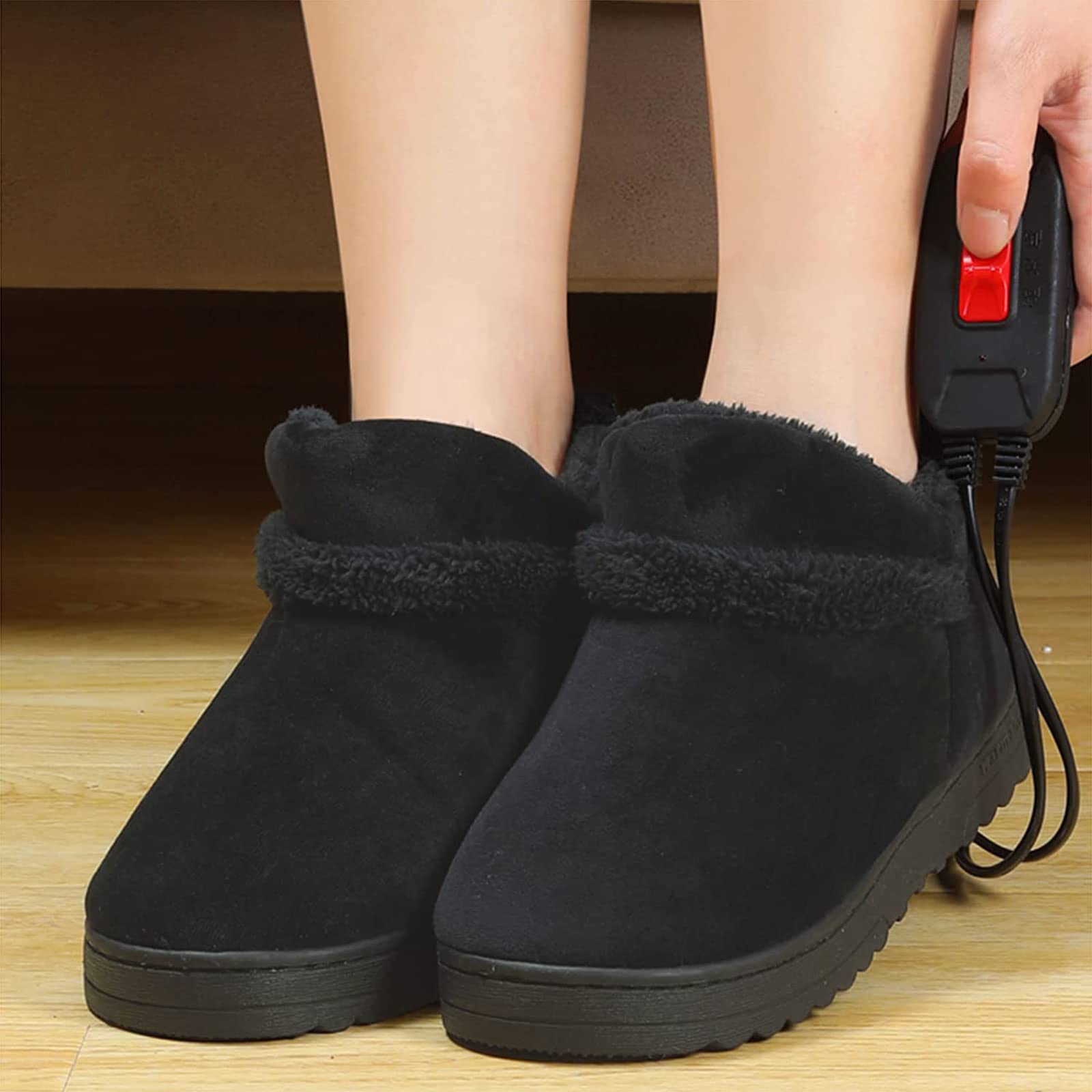 Scaldapiedi Pantofola, Scaldapiedi Riscaldato, Riscaldato Elettrico della Scarpa della Pantofola del Riscaldamento USB Suola Morbida Antiscivolo Temperatura Regolabile Adatto a Casa,002,42/44