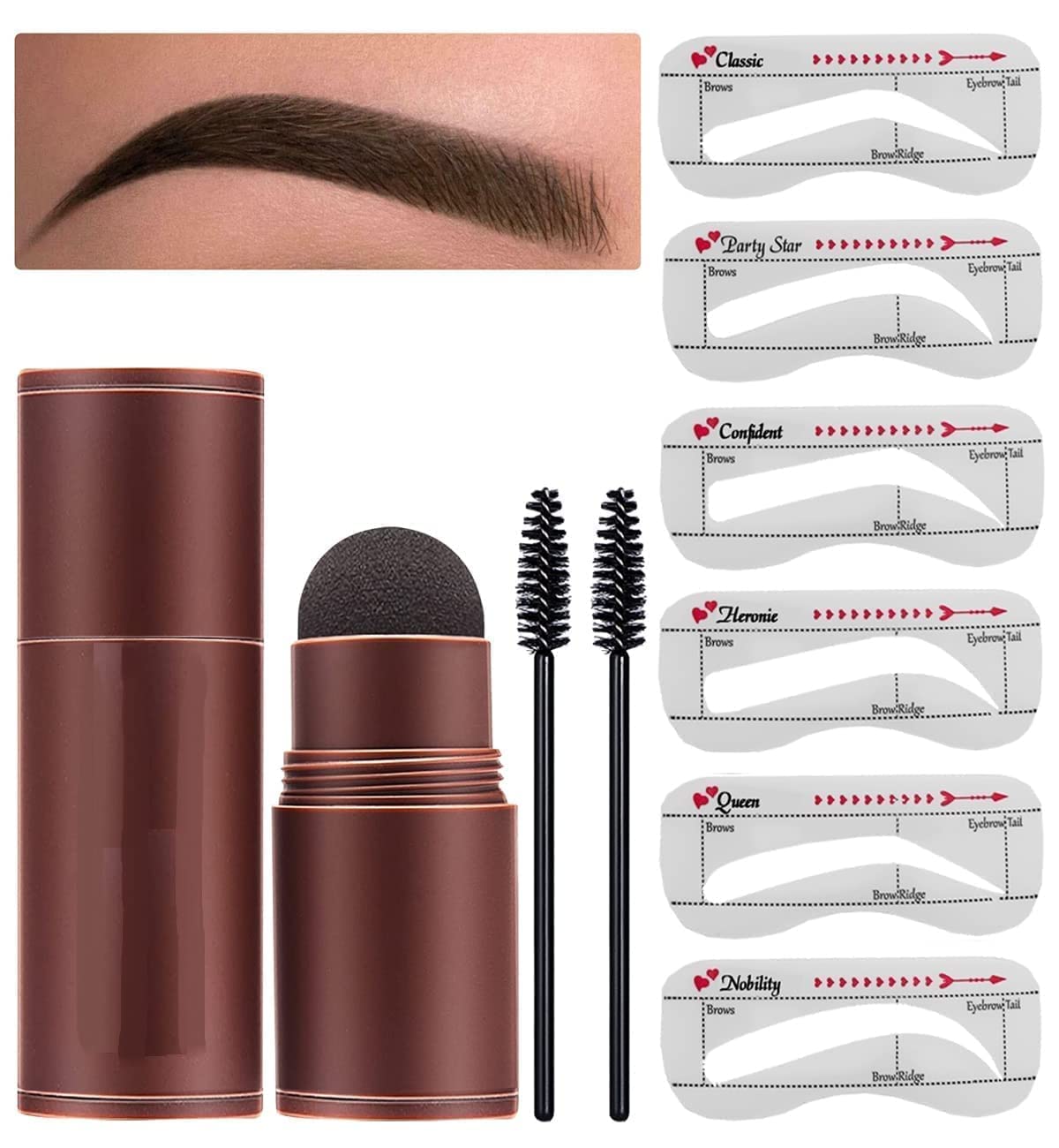 GIRL BEAUTY Eyebrow Stamp Stencil Kit, One Step Brow Stamp Makeup Powder, Reusable Eyebrow Stencils Shape Thicker and Fuller Brows, Waterproof Long Lasting (Black)-image-26