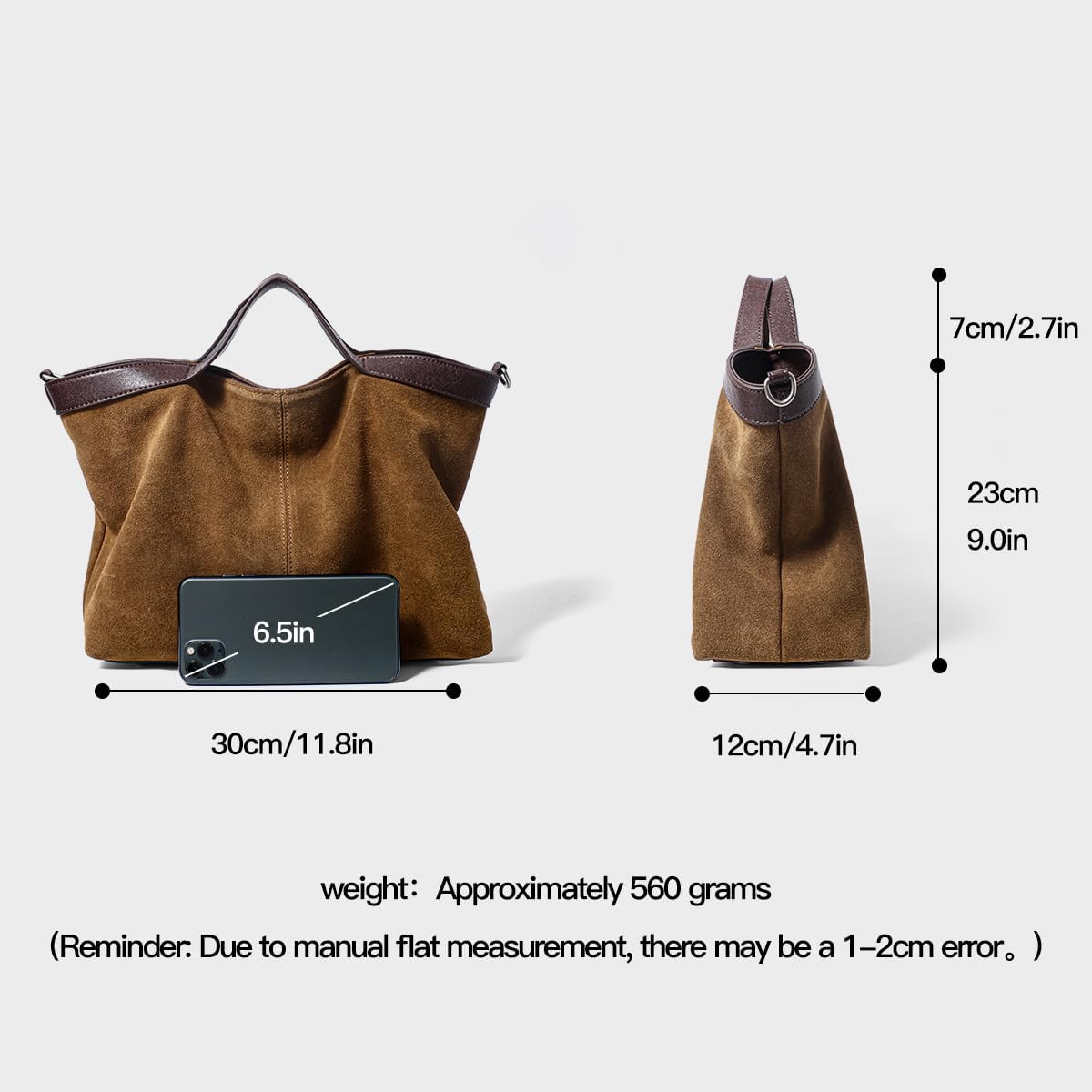 Dreubea Womens Suede Leather Shoulder Handbag Top-handle Crossbody Purse - Image 7