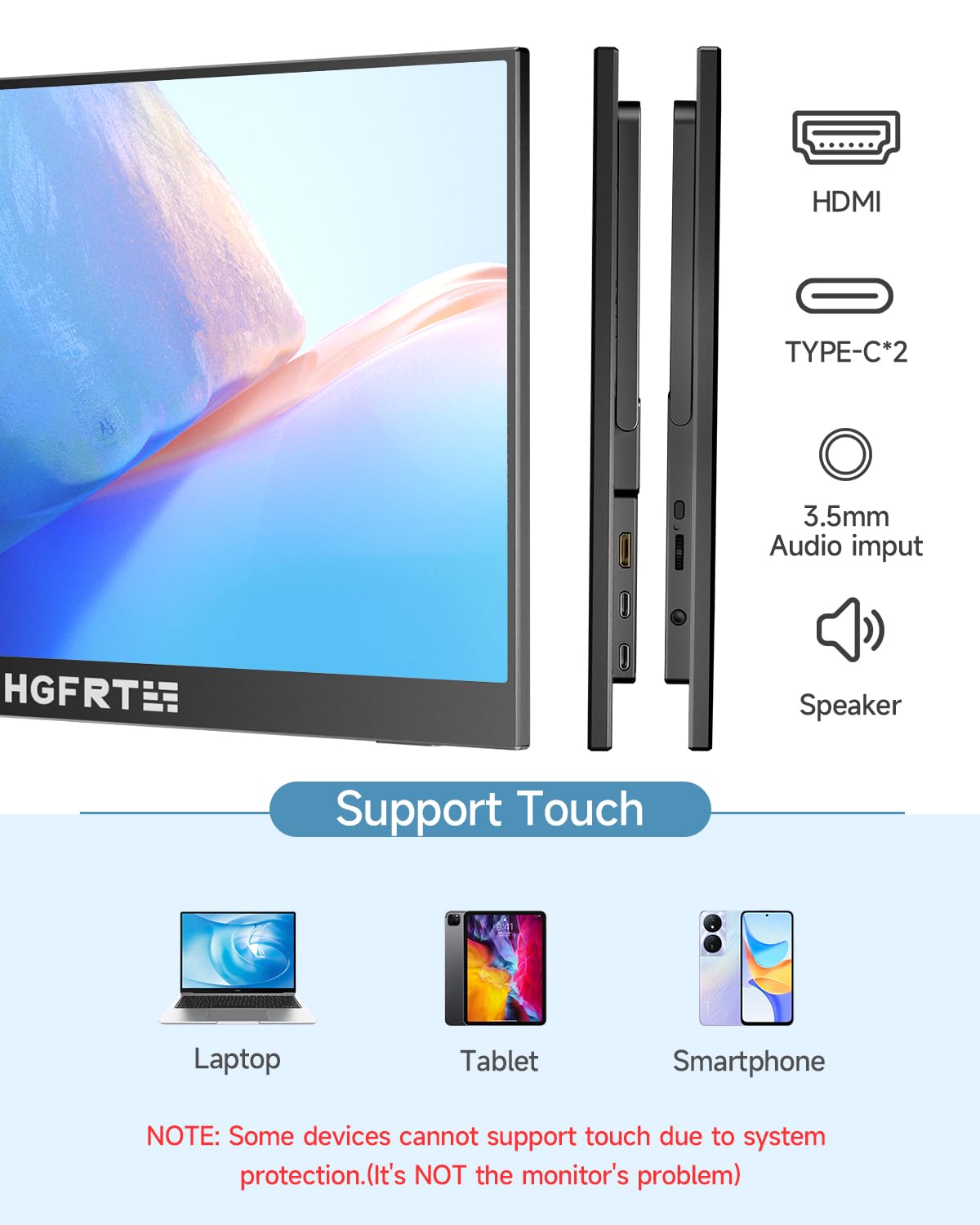 Amazon.co.jp: HGFRTEE ポータブルモニター タッチスクリーン 15.6