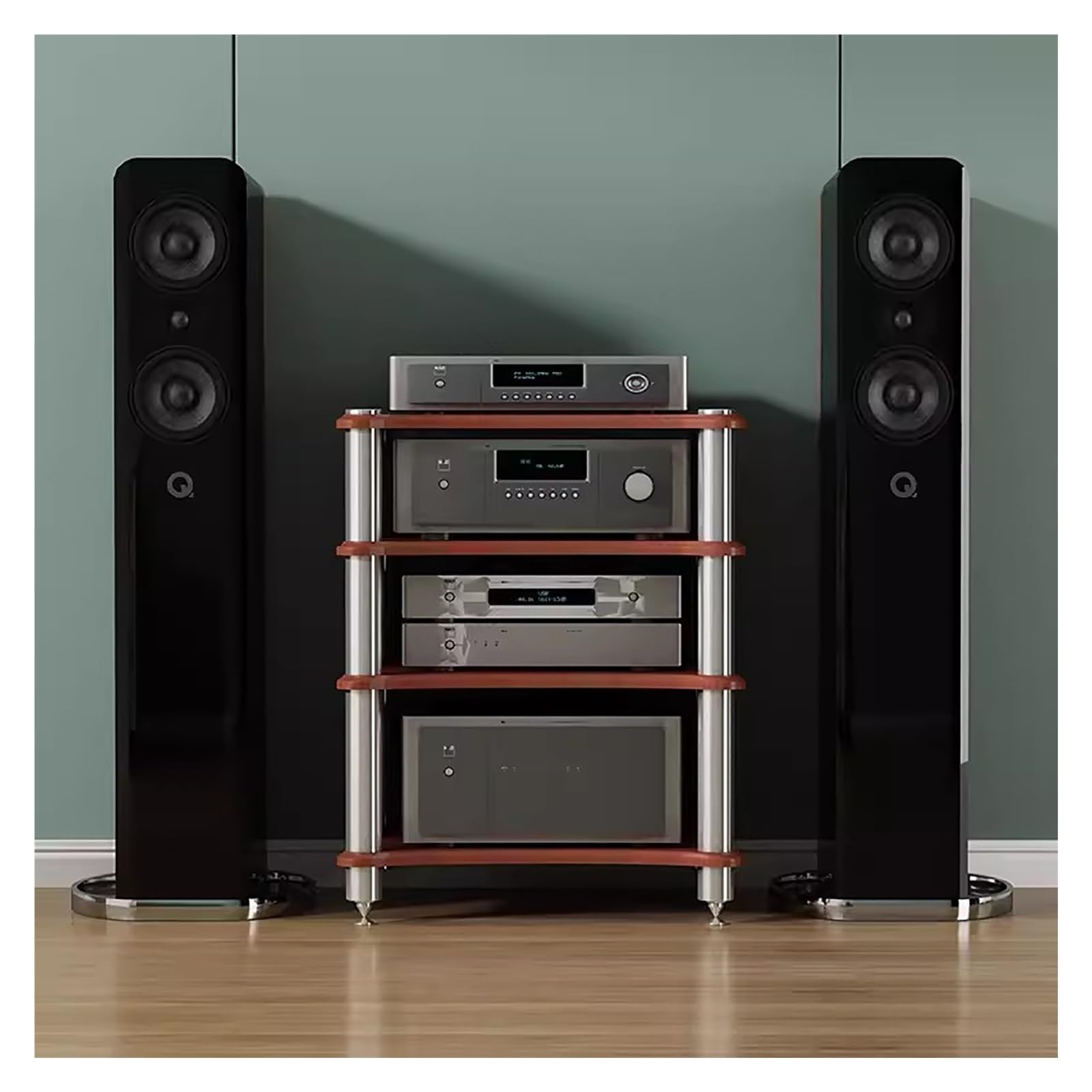 Torre en Rack para componentes de Audio de 3 Niveles, Soporte para Video Multimedia en casa, Oficina, Club, Estante para Consola de Juegos, Receptor estéreo, Tocadiscos, Altavoz, Amplificado