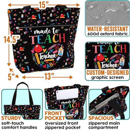Bolso Tote grande para mujer con bolsillos y cierre miniatura 4