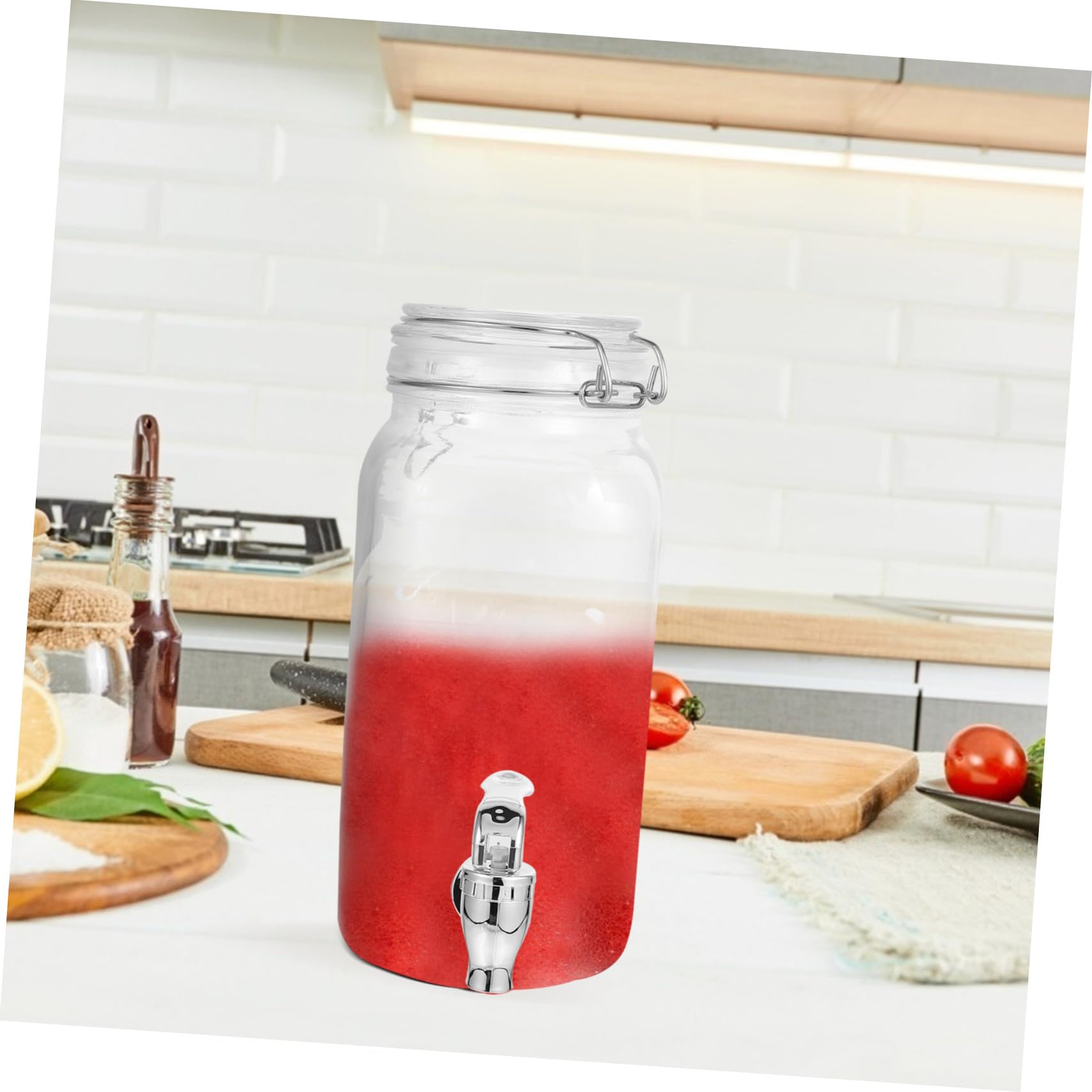 ULTECHNOVO Dispensador de Bebidas de Vidrio con Grifo Diseño Funcional Capacidad 2L Material Vidrio y ABS Adecuado para Cocina y Eventos