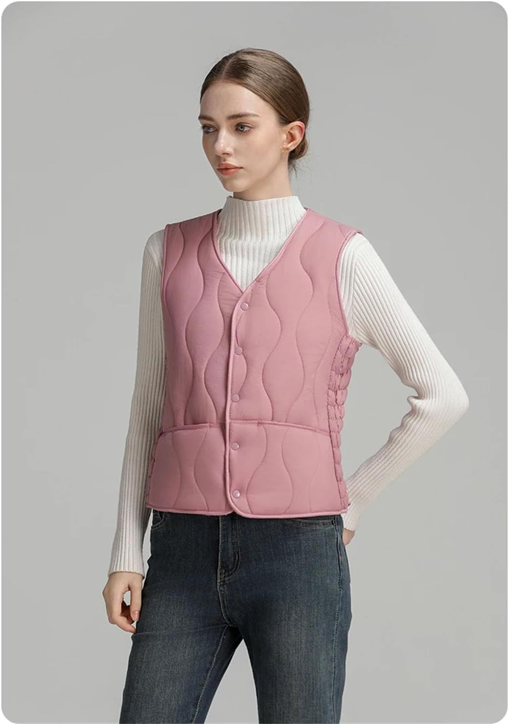 [Bciopll] 女性の白いダウンダックベスト軽量ジレのノースリーブショートキルティングウォームパフウエストコート Pnnrk X