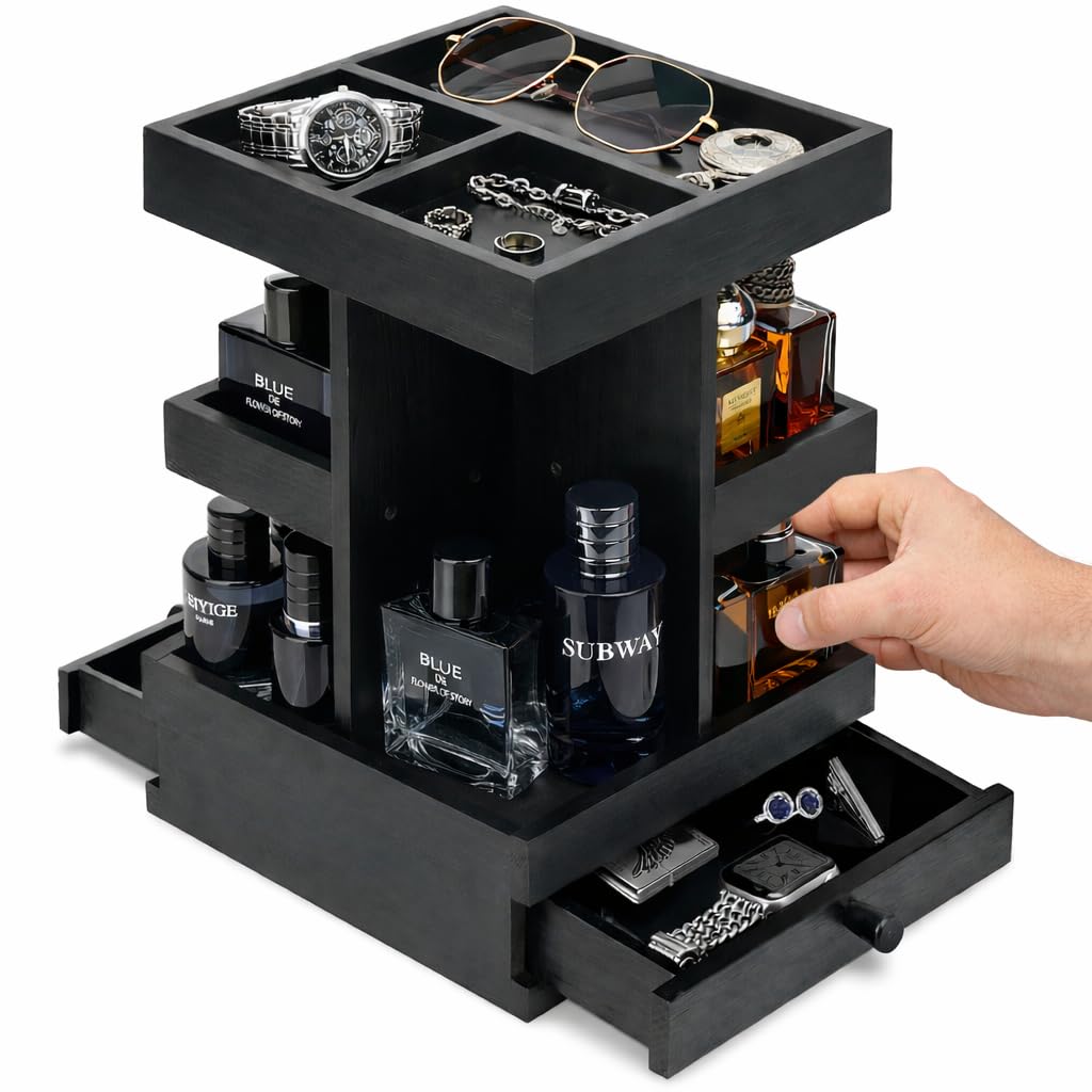 Amazon.com: VYNOPA Rotating Cologne Organizer for Men – Black