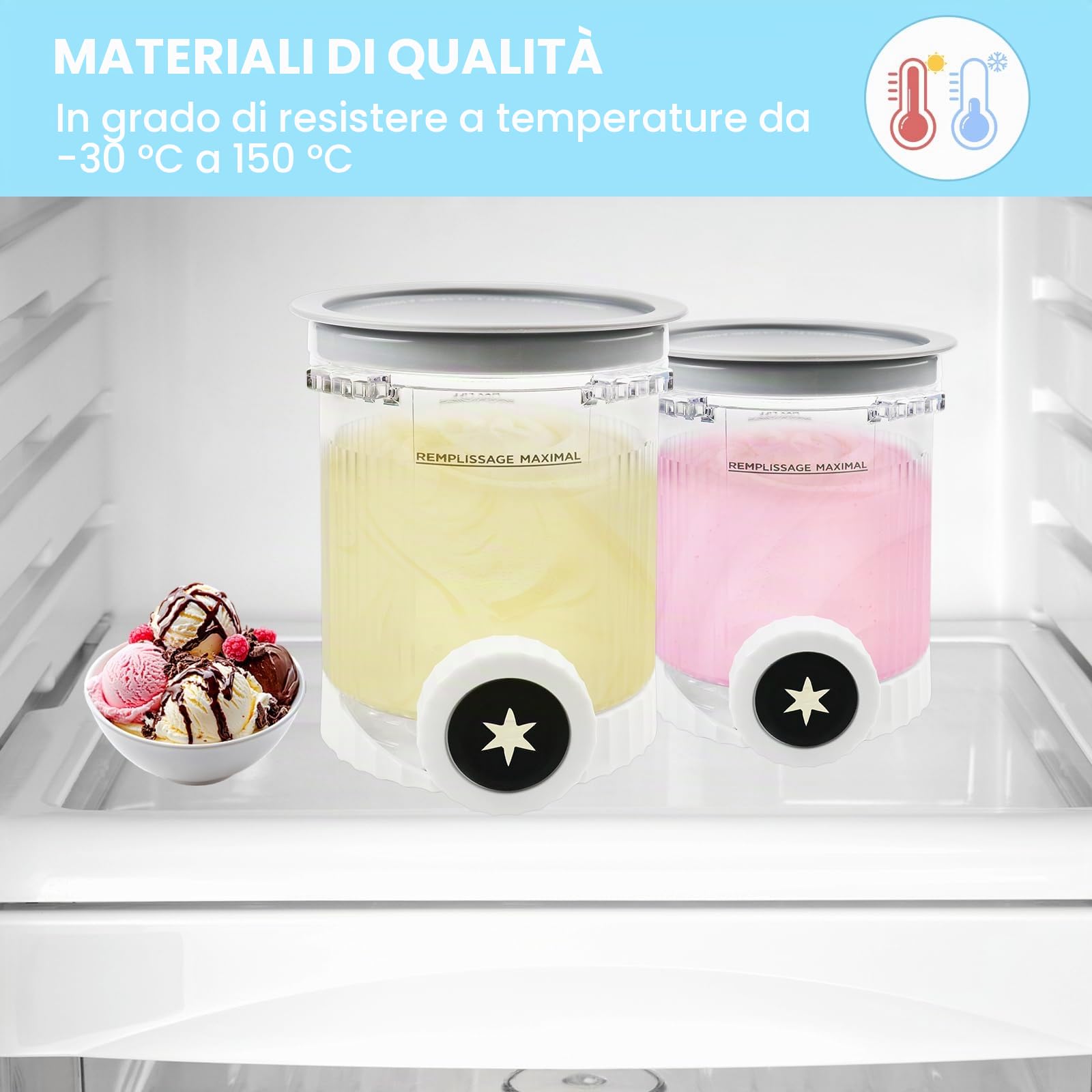 Contenitori Compatibili con Ninja Swirl by Creami, Confezione da 2 Pinte e Coperchi per Gelato Ninja NC700 e NC701,Senza BPA, Lavabile in lavastoviglie(Grigio,2 Pezzi)