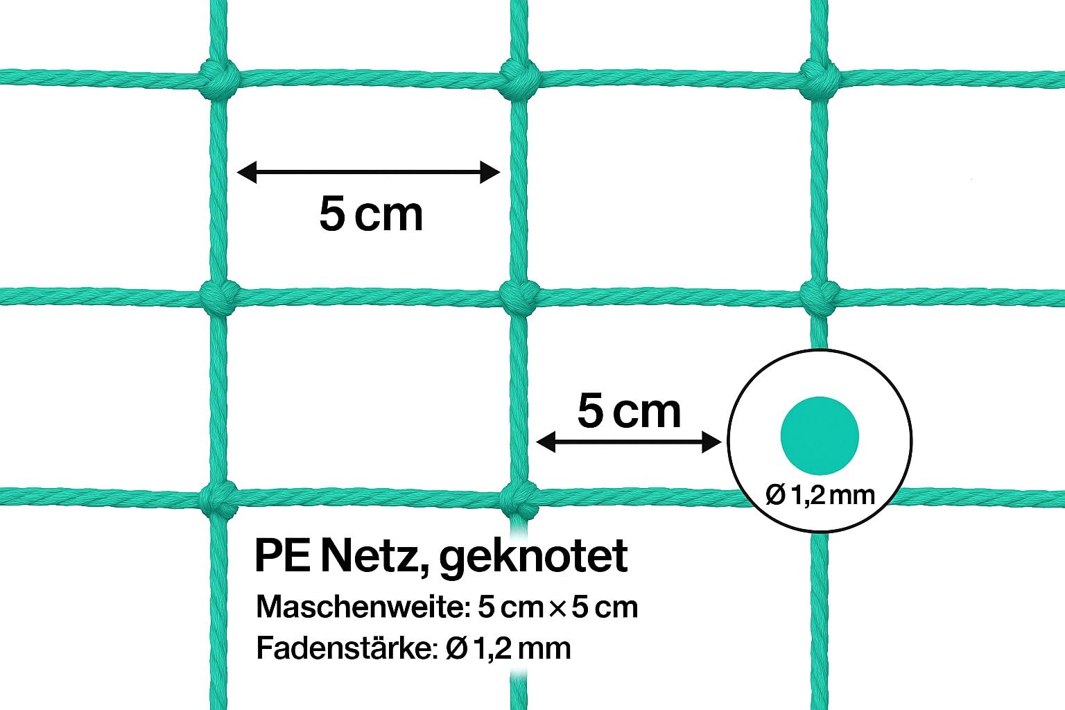 Produktbild von PieloBa Ballfangnetz 4x50 M – Grün, Uv-stabil, PE, 5 Cm Maschenweite