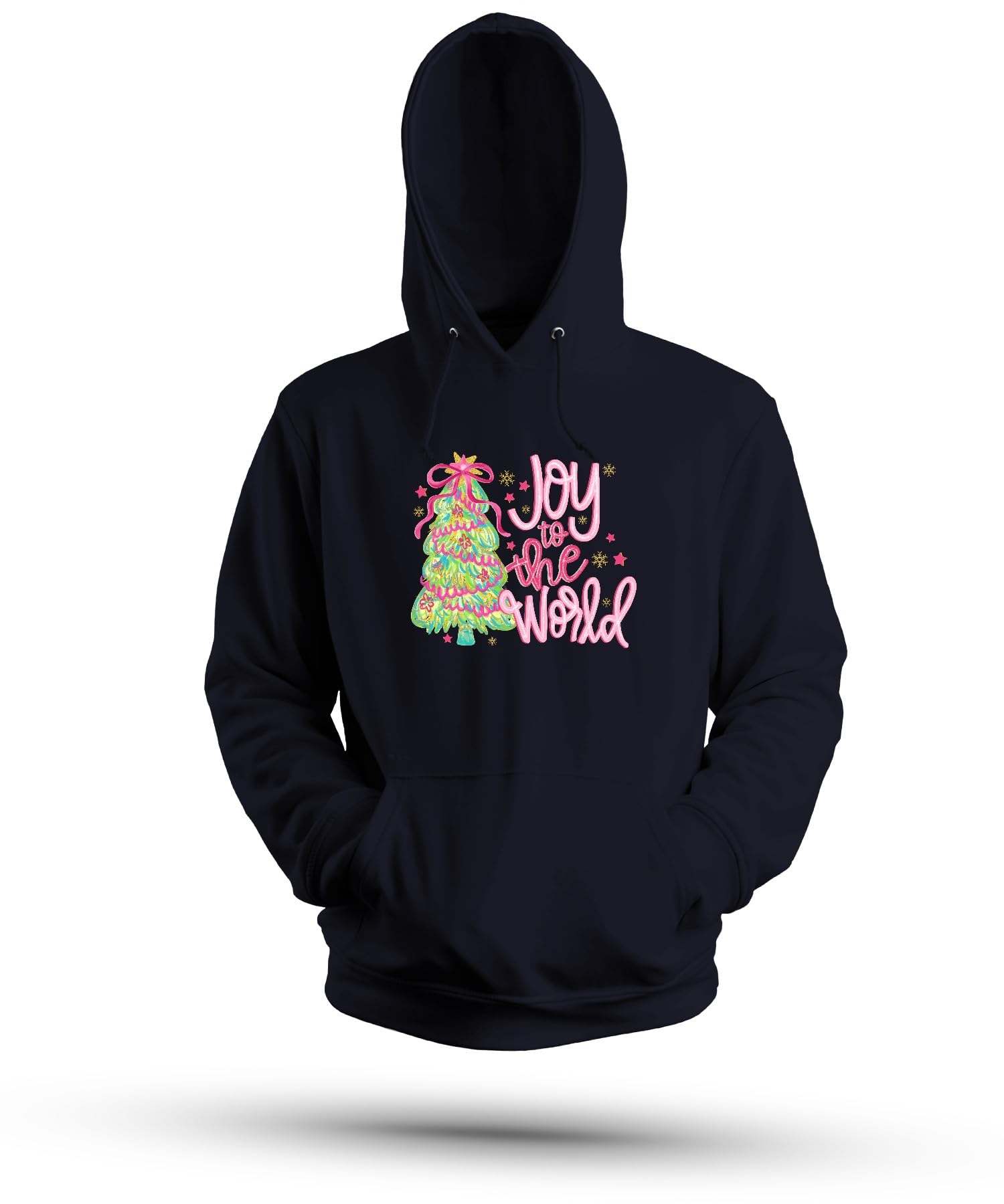 Joy to The World Choinka, prezent na Boże Narodzenie, różowy, brokatowy, uniseks bluza z kapturem