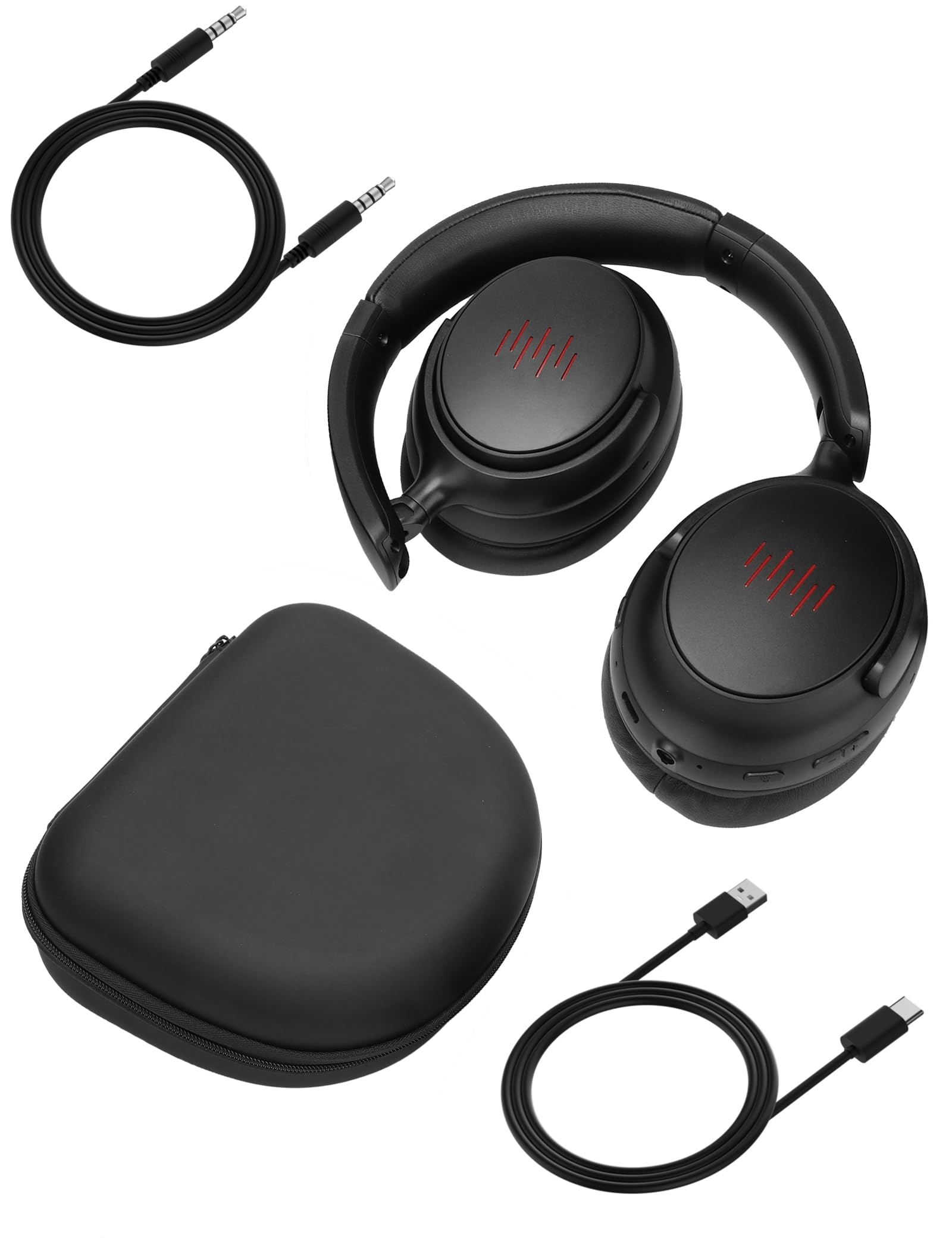 Słuchawki Bluetooth Over Ear, Hybrid Active Noise Cancelling, 20 godzin odtwarzania w trybie ANC, Hi-Res Audio głęboki bas, lekkie składane bezprzewodowe słuchawki z torbą do przenoszenia telefonów