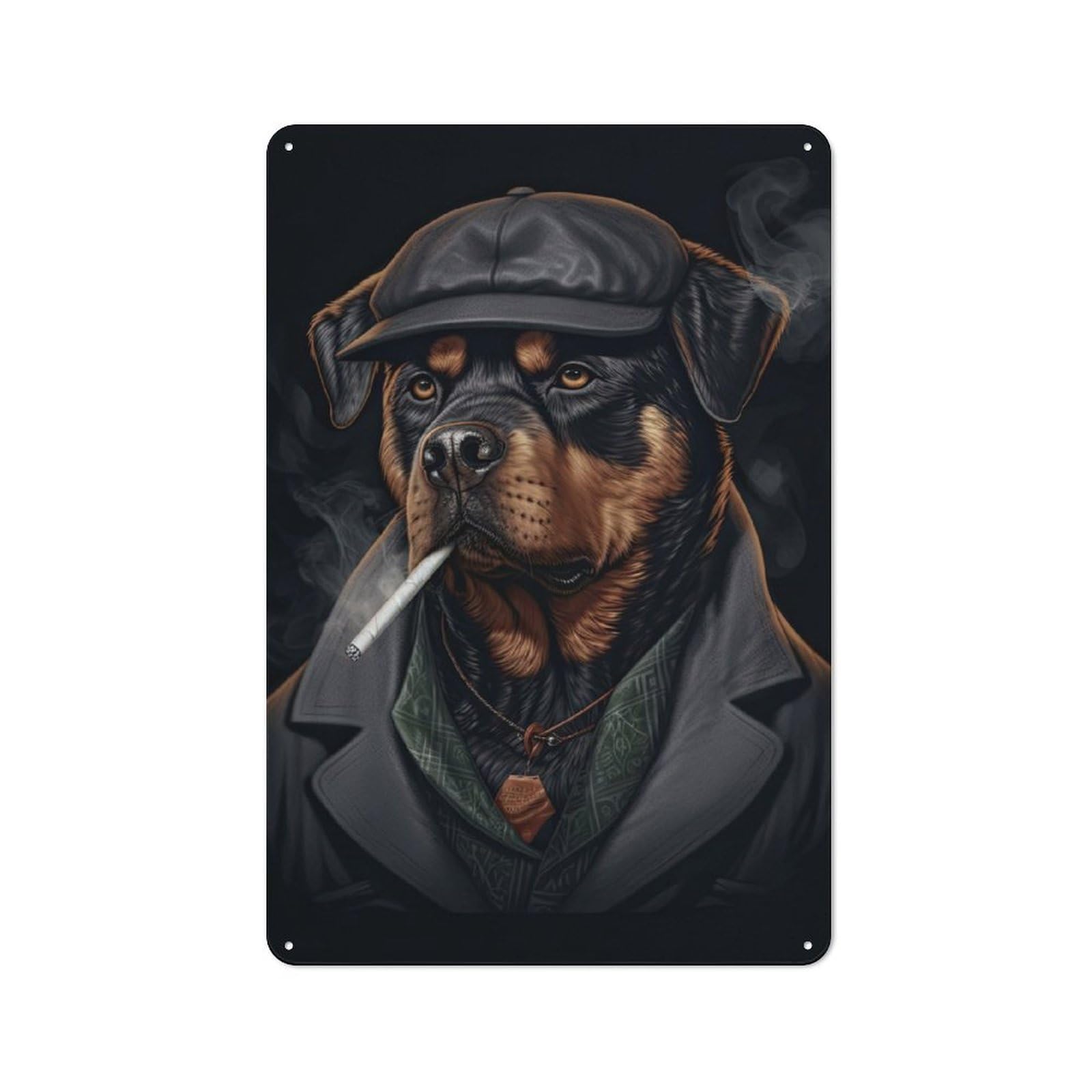 Junmoney Rottweiler Gangster Suit Everyday Metal Gift Sign 30X20cm, Room Wall Plaque For Home, Shop, Pub Or Studio Wall