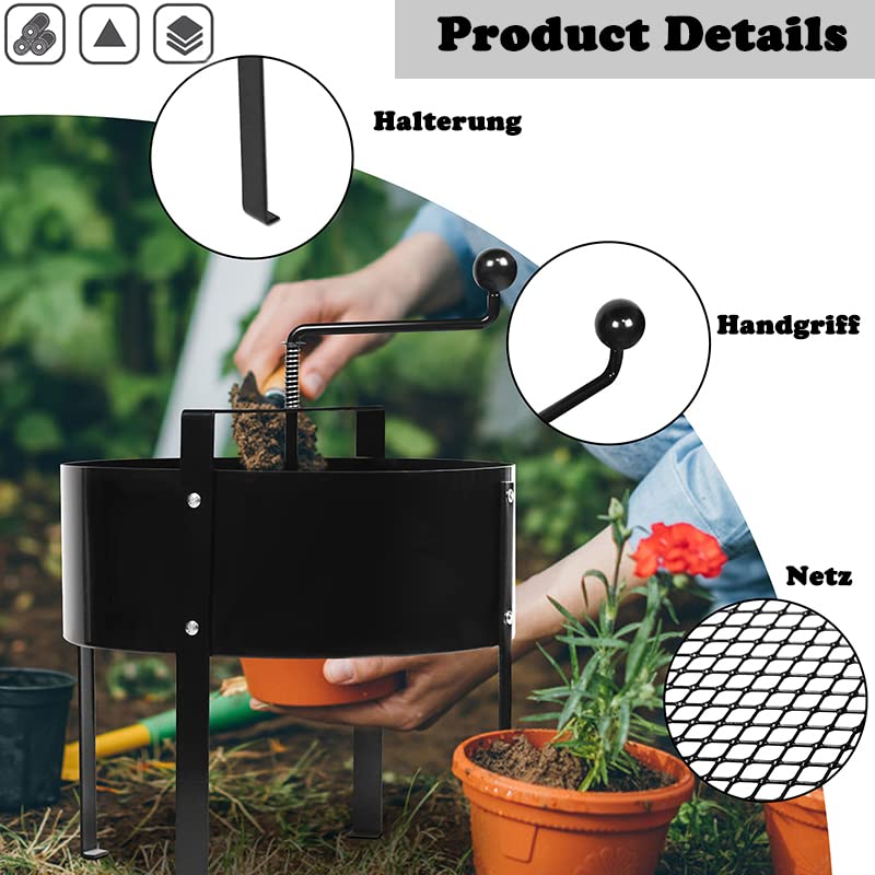 JOIEYOU Tuinzeef, compostzeef, 40 x 45 cm, handslingerzeef, grondzeef, fijnmazige zeef, doorwerpzeef, compostzeef, compostzeef, compostzeef, compostzeef